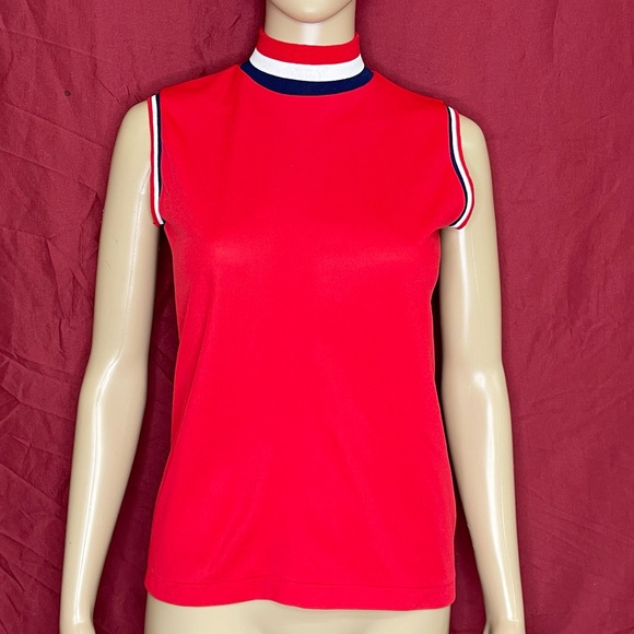 Risa Tops - Vintage 1960’s Risa Sleeveless Mock Neck Zip Back Top Medium